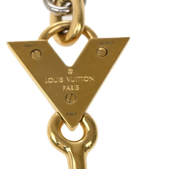 LOUIS VUITTON Logo Chain Long Necklace Gold Silver Italy - Picture 7 of 11